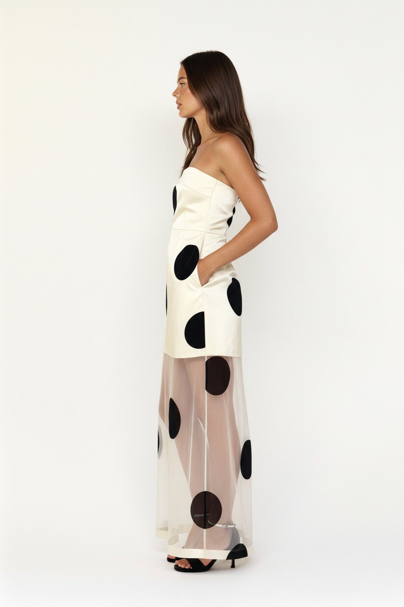 Polka Dot Sheer Maxi - side angle