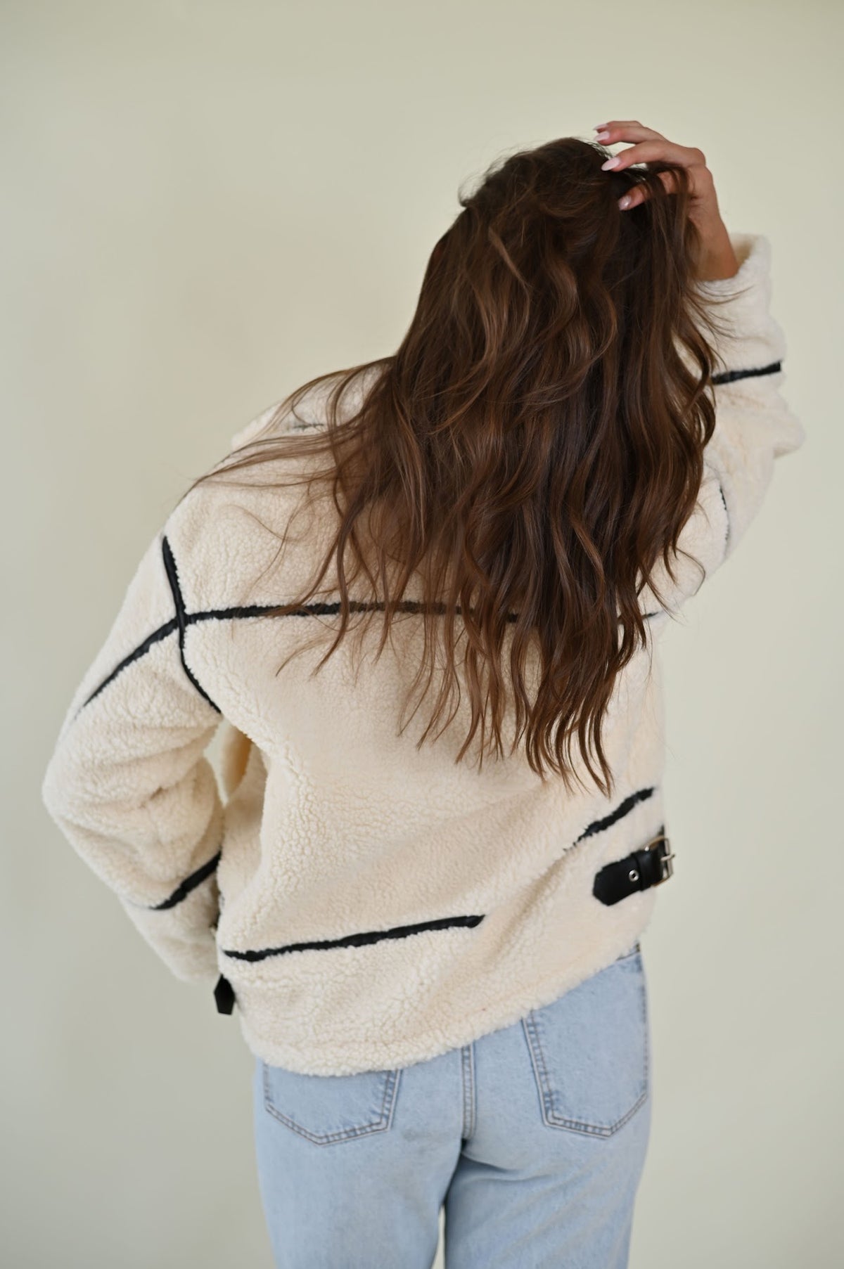 Fall Sherpa Jacket — trendy outerwear, front view