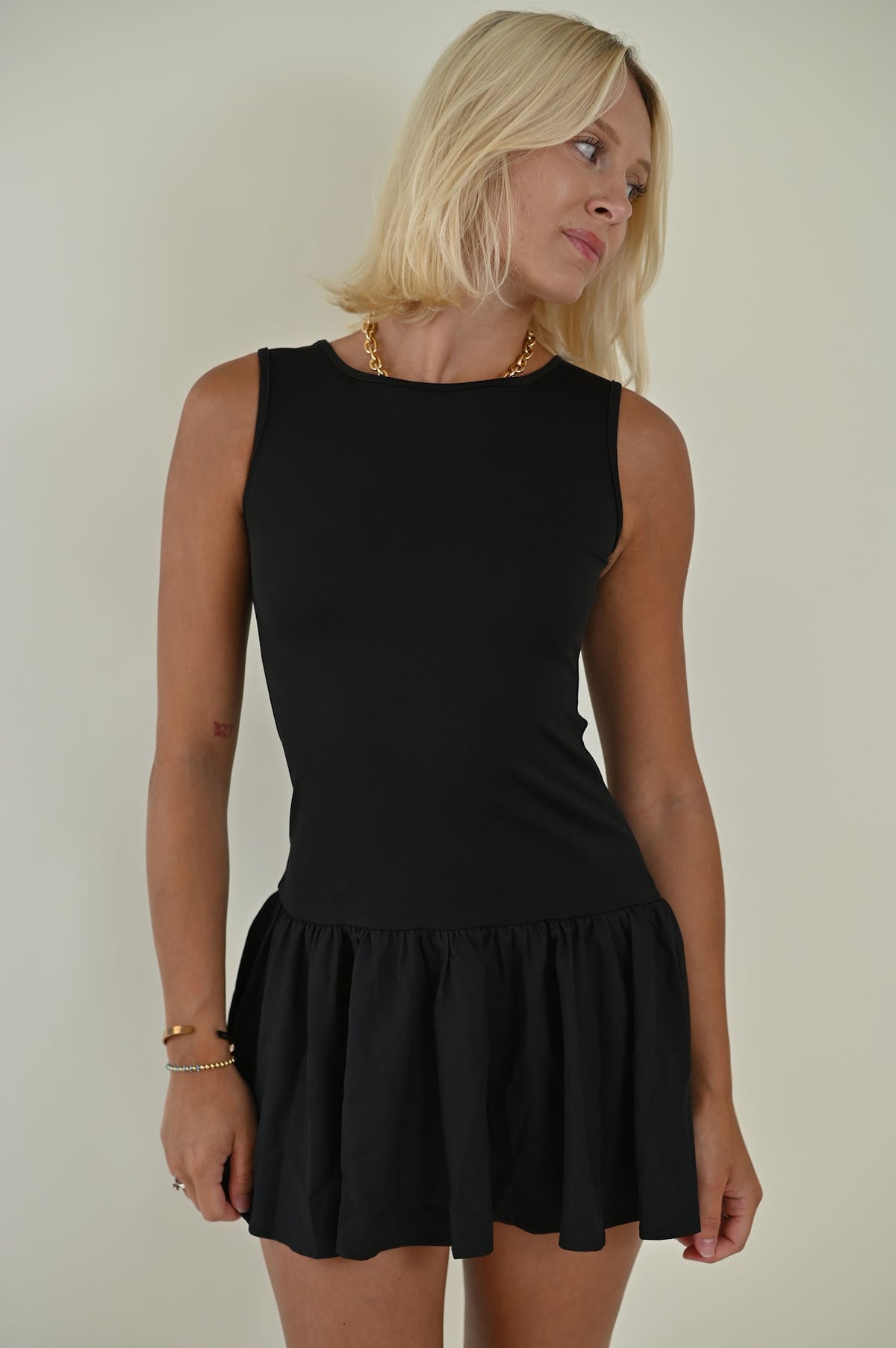 Naples Dress- Black — trendy mini dress | HoneyPlum Clothing