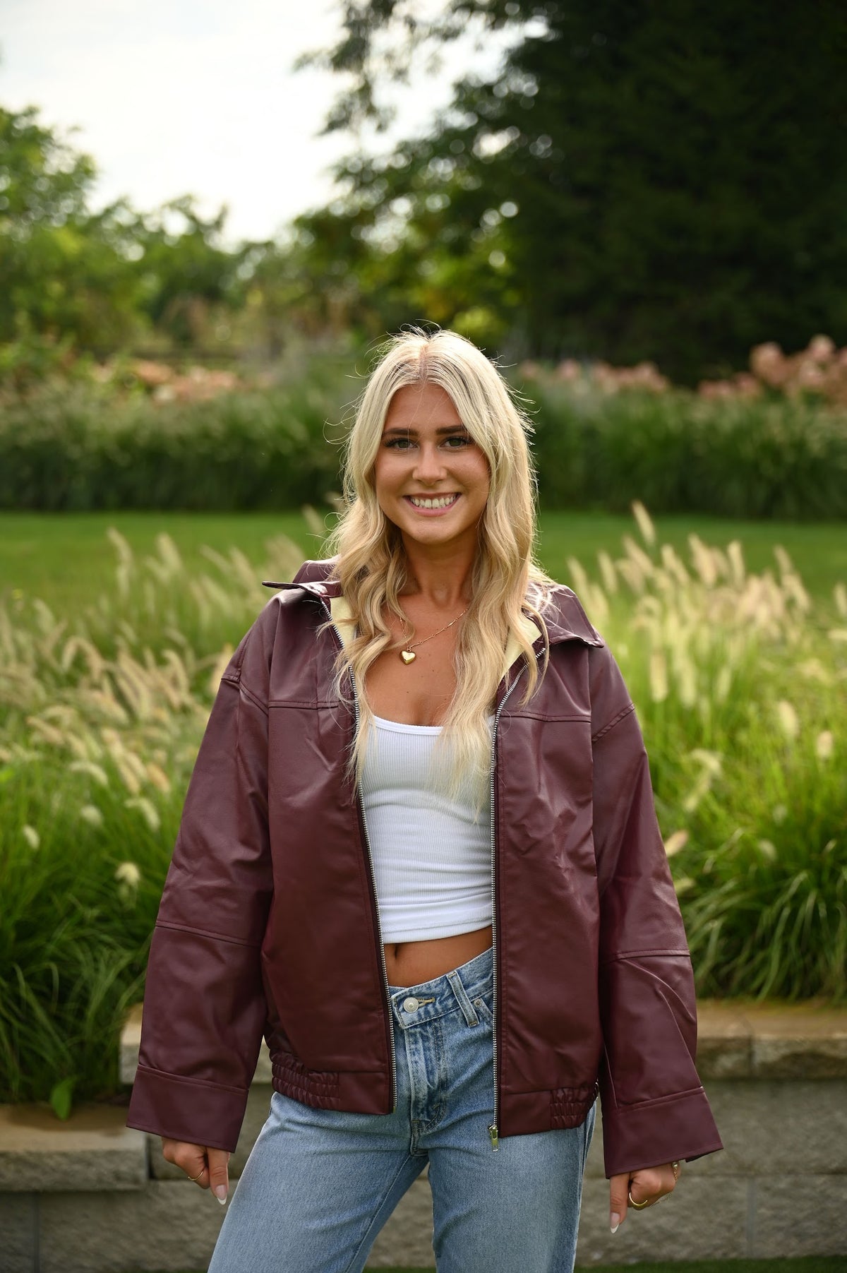 Thunder Leather Jacket — trendy outerwear, front view