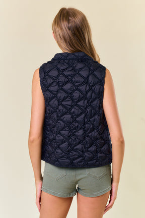 Ruffled Over-Sized Vest- Navy