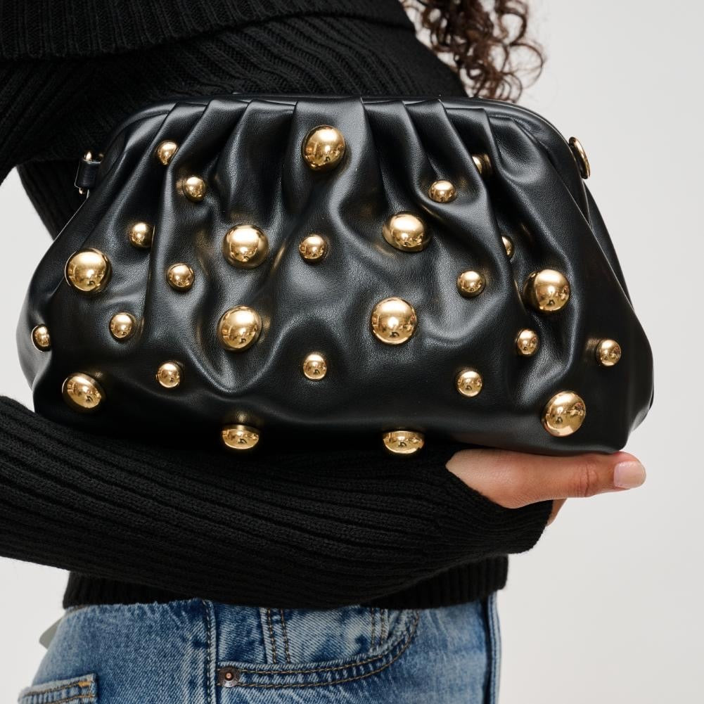 Carey Studded Clutch- Black