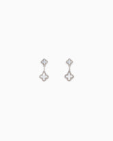 Double Clover Drop Earrings- Silver