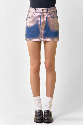 Metallic Denim Mini Skirt