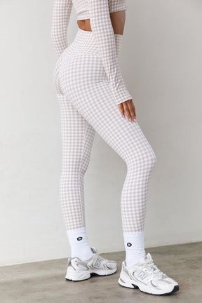 Beige Gingham Legging