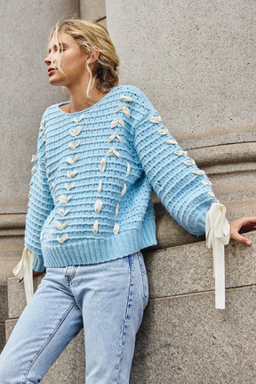 Tie Oversize Sweater- Blue