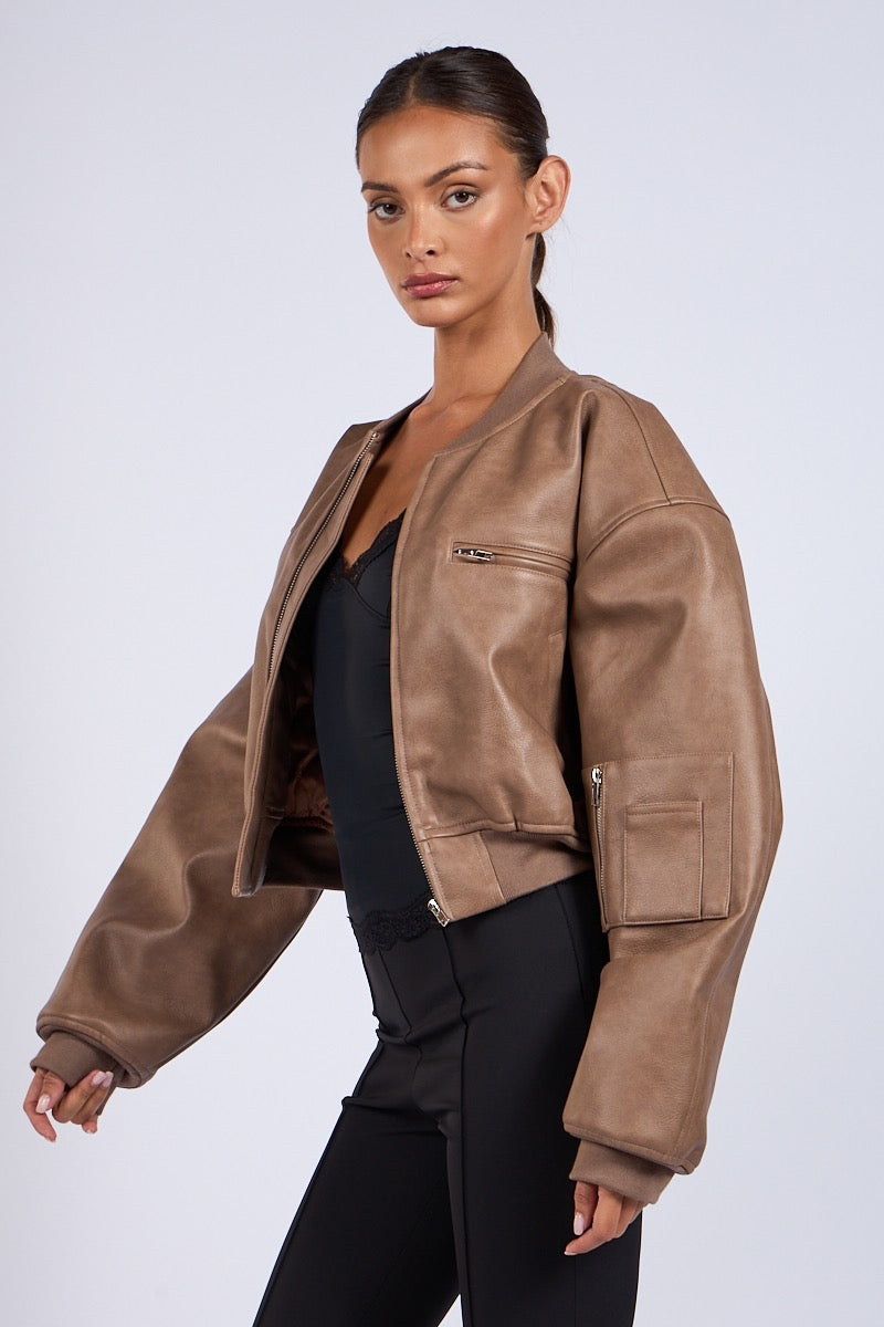 Coffee Leather Jacket