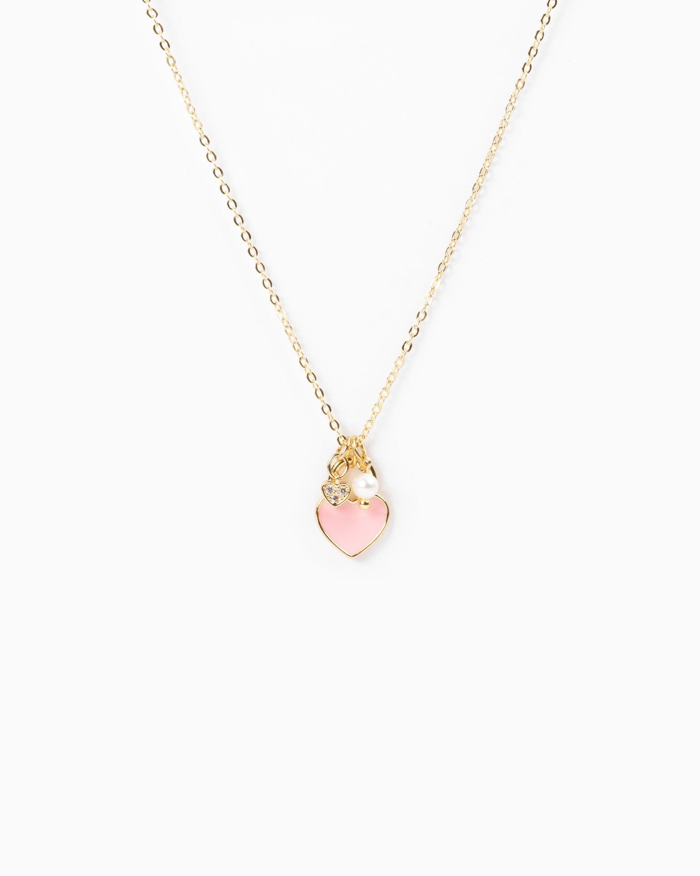 Heart Locket Necklace- Pink