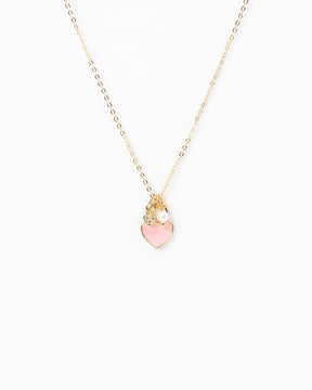 Heart Locket Necklace- Pink