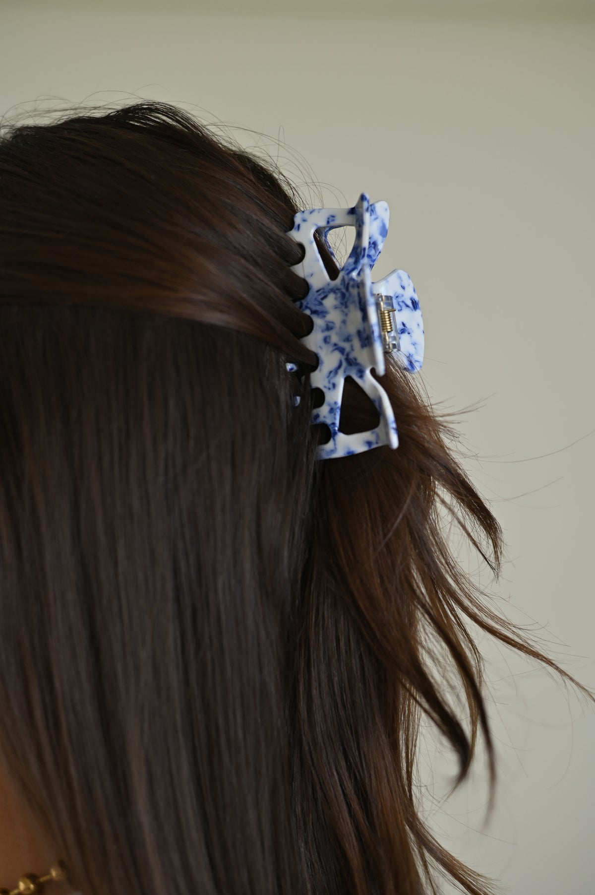 Blue Marble Hair Clip Long