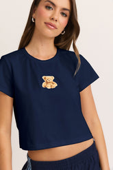 "Bear" Baby Tee - Navy