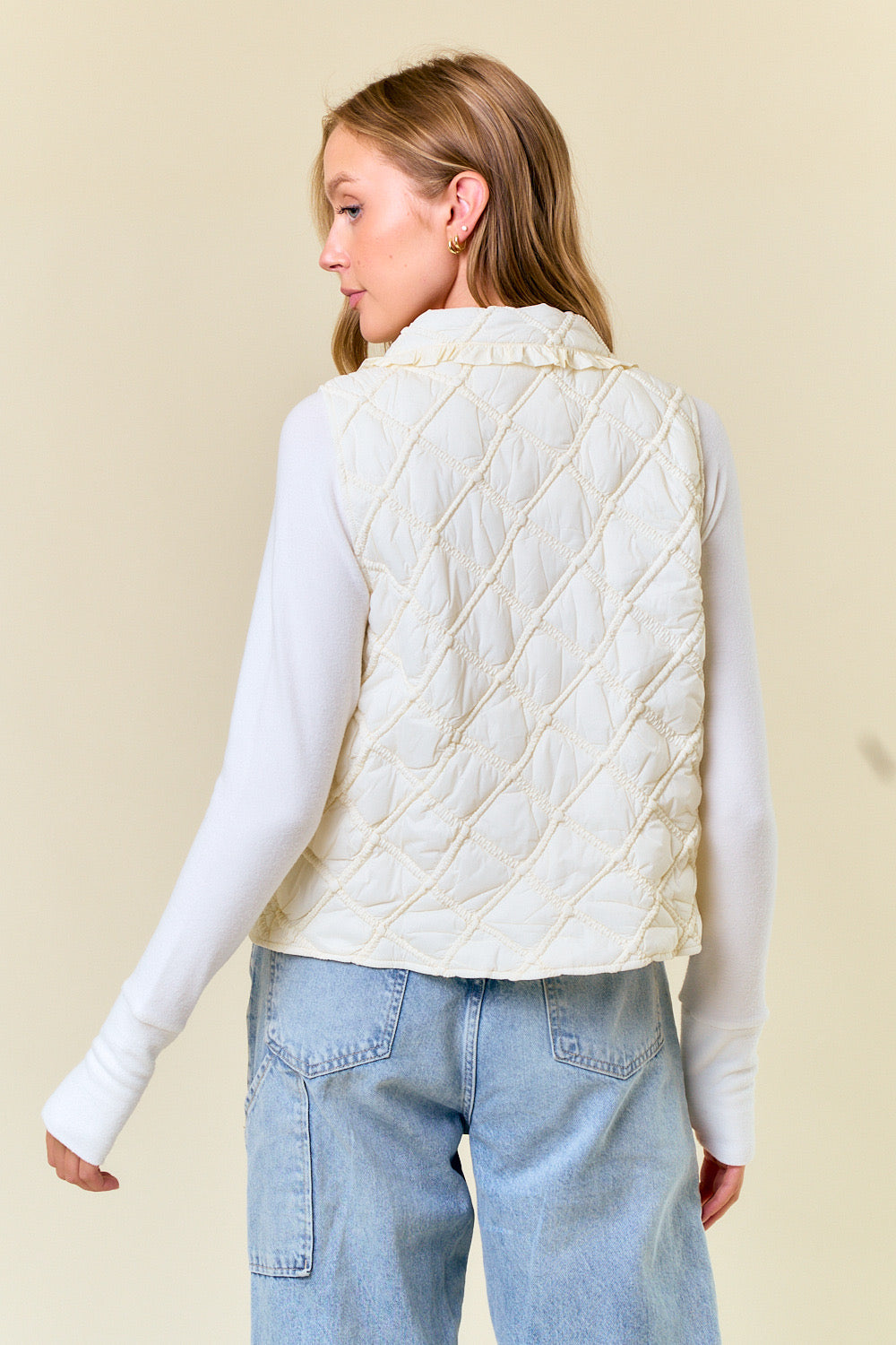 Ruffled Over-Sized Vest- Cream