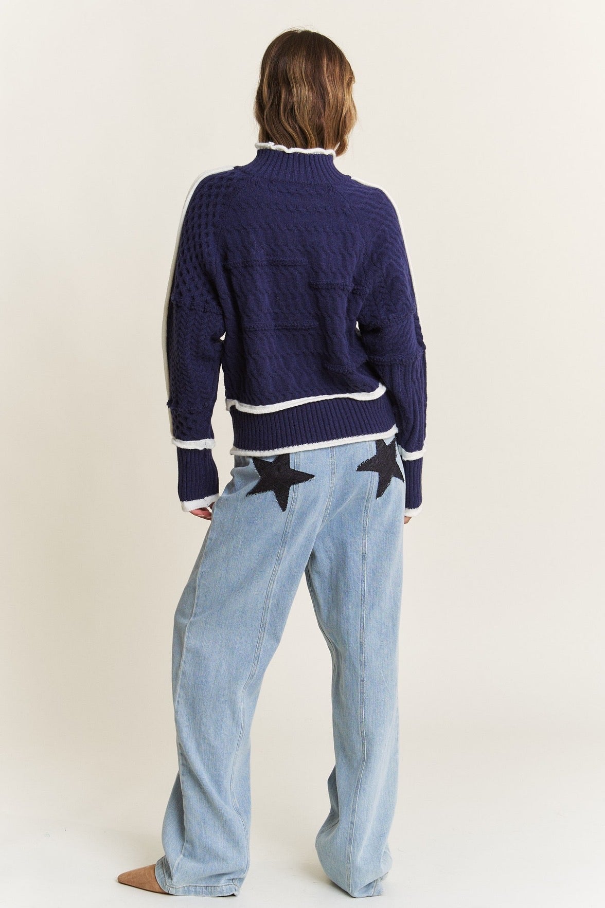 Navy Cable-Knit Sweater