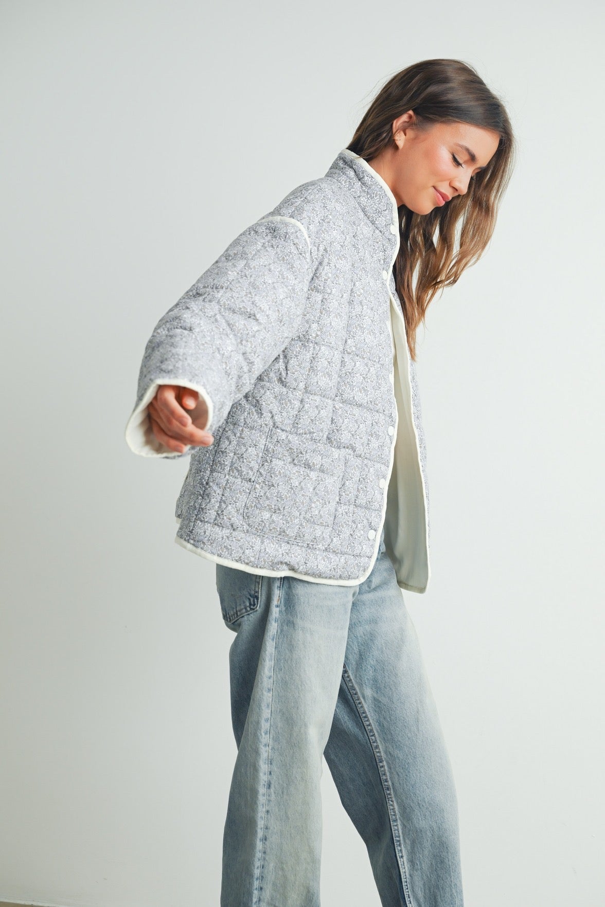 Gray Quilted Jacket