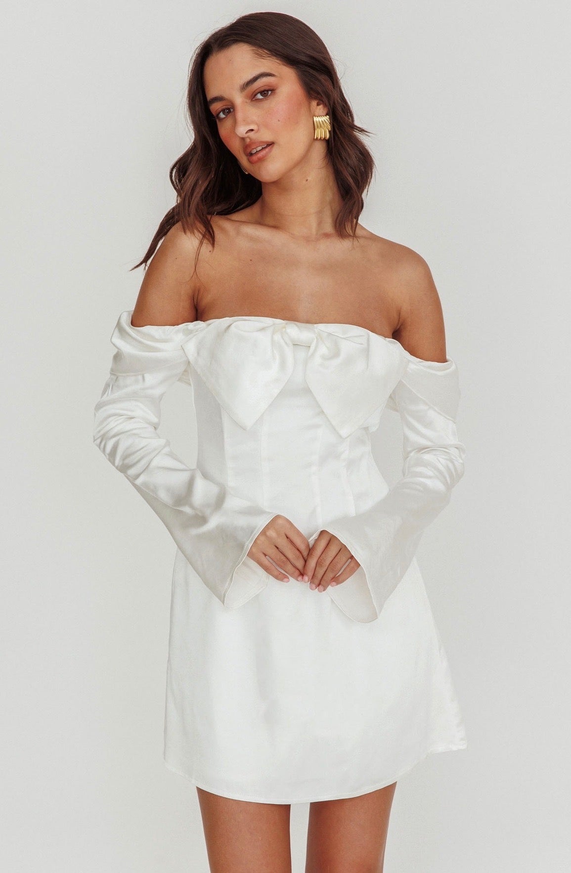 Silk Mini Dress- White