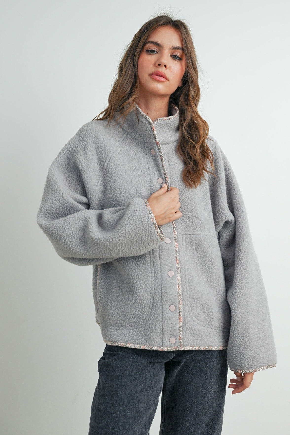 Goals Sherpa Jacket- Grey