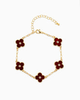 Clover CZ Station Bracelet- Red