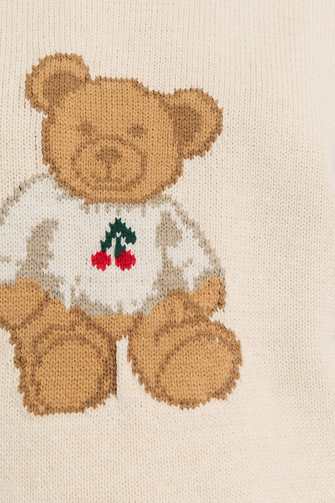 Cherry Bear Sweater- Tan