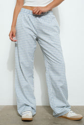 Gingham Relaxed Pants- Blue