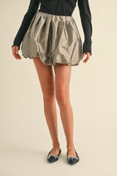 Metallic Ballon Mini Skirt- Gold