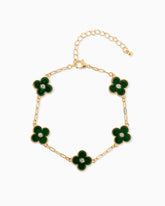 Clover CZ Station Bracelet- Green