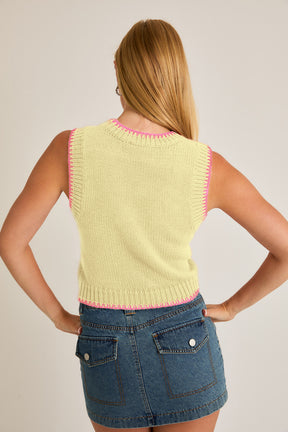 Stitching Detail Sweater Top- Yellow