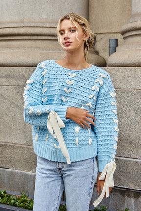 Tie Oversize Sweater- Blue