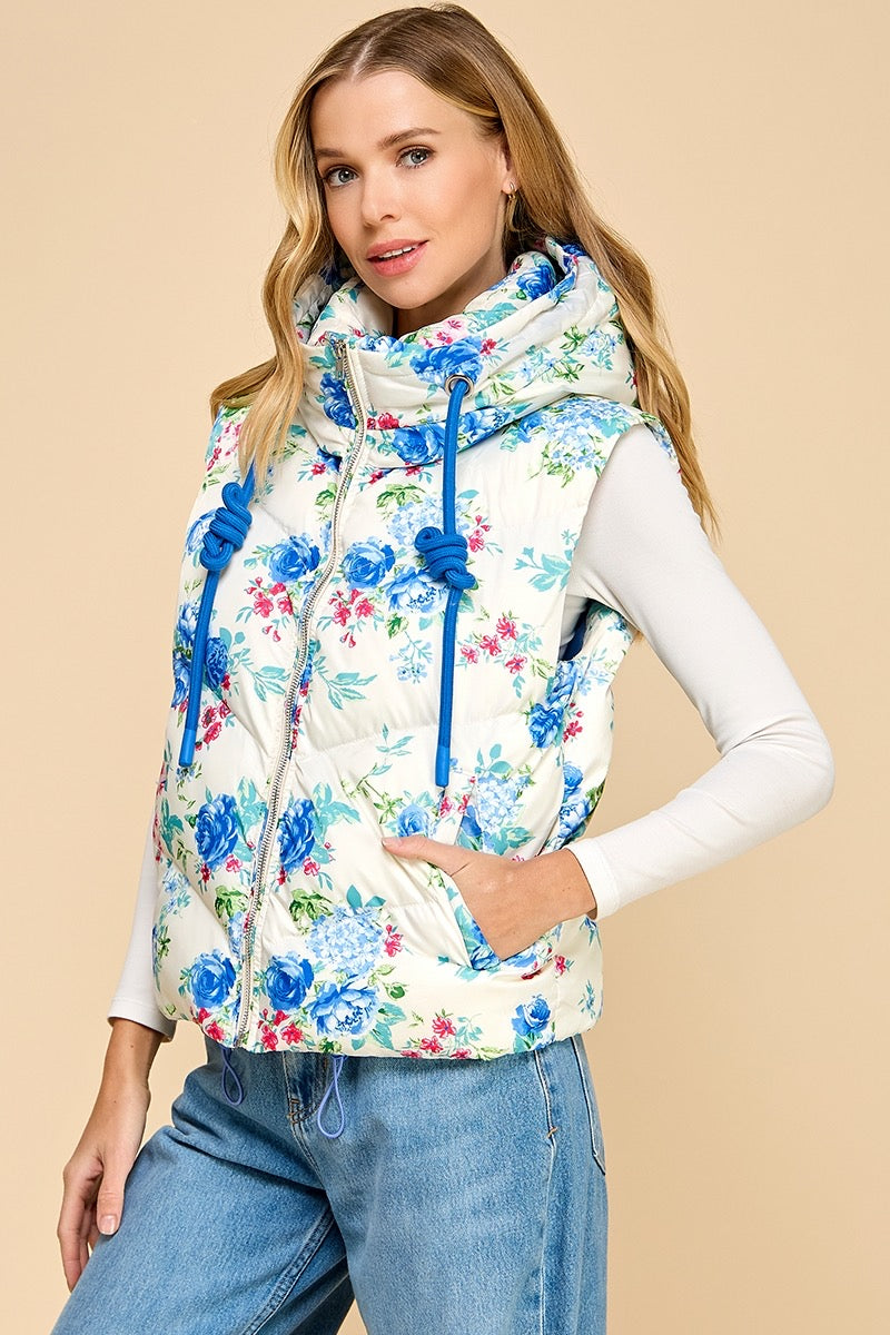 Floral Vest- Blue