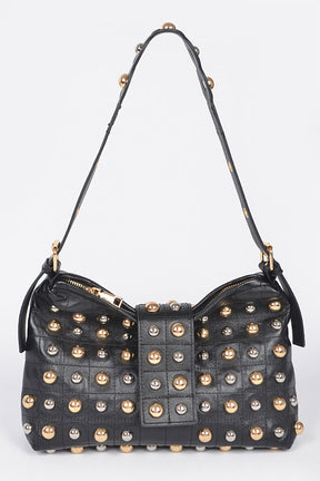 Studded Shoulder Bag- Whitw