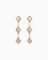 Multi-Bead Clover Drop Earrings - Blue