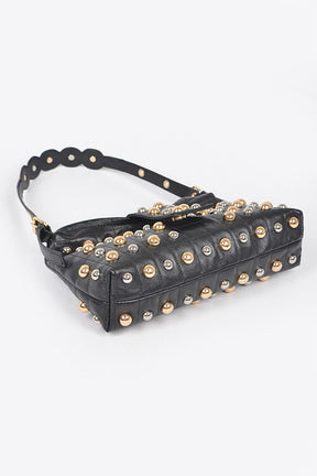 Studded Shoulder Bag- Whitw