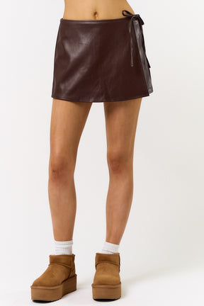 Leather Mini Skirt- Brown