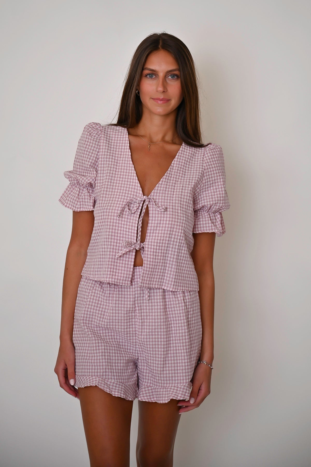 Lavander Gingham Two-Piece Set