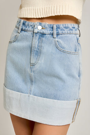 Jean Mini Fold Over Skirt