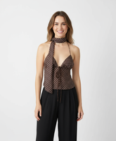 Polka Wrap Top- Brown