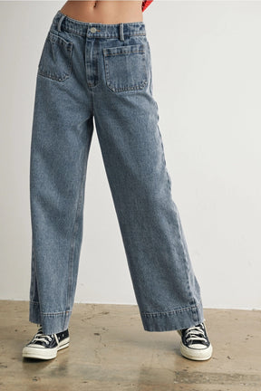 Wide-Leg Denim Jeans