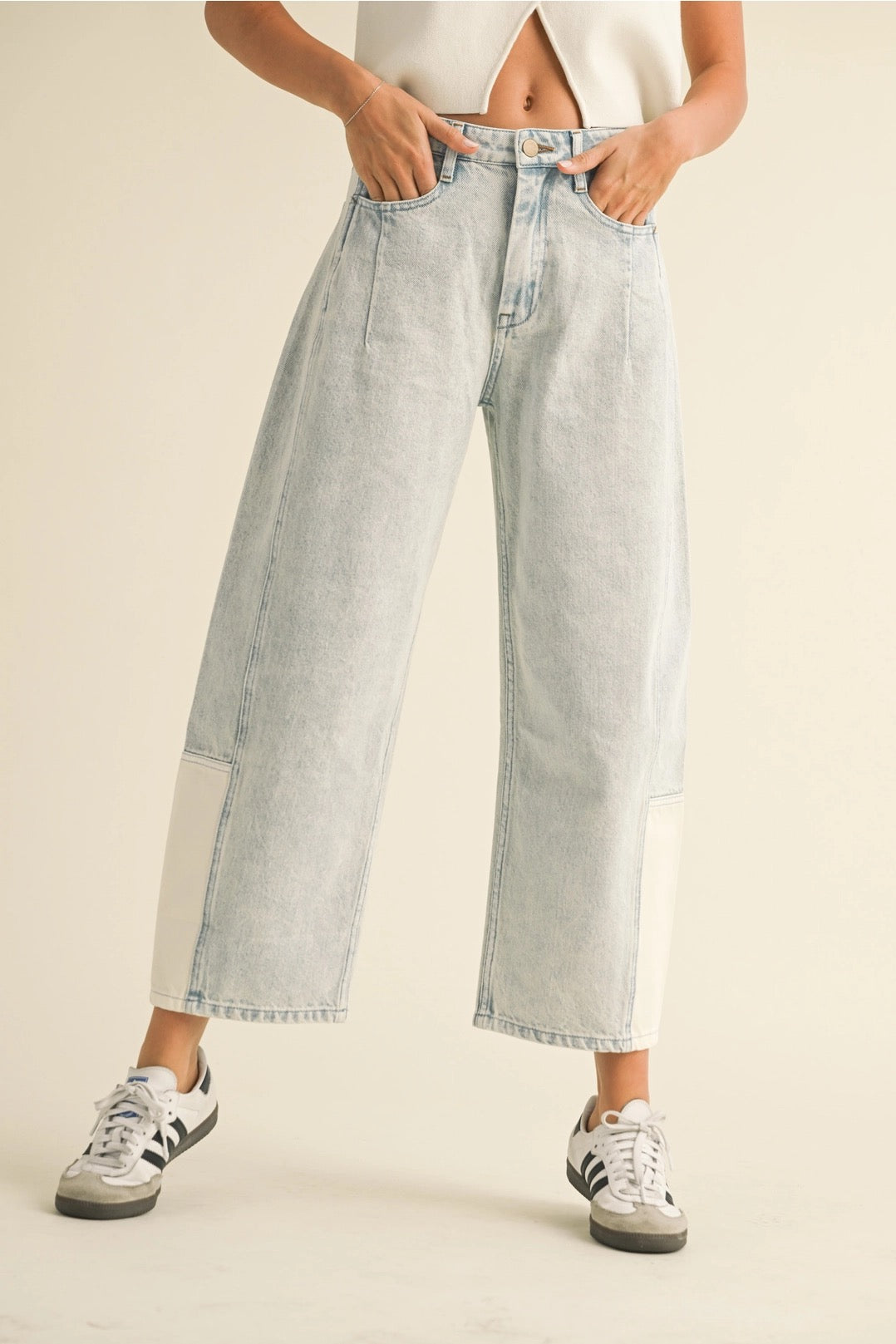 Two Tone Barrel Jeans