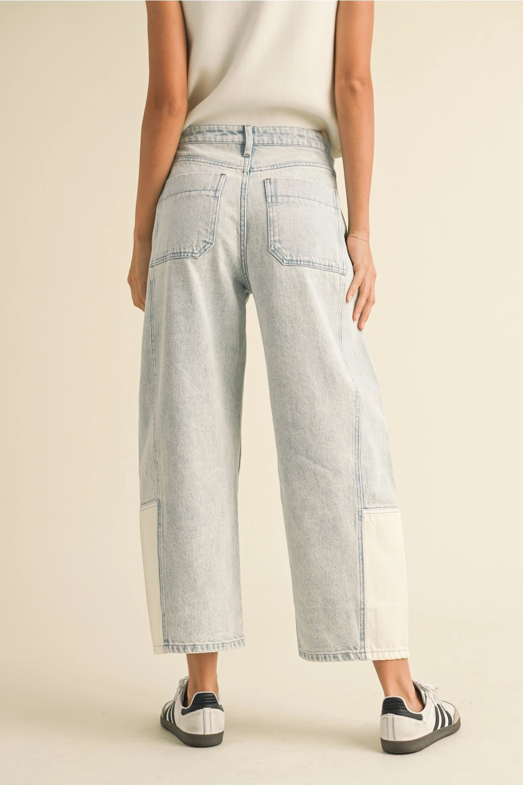 Two Tone Barrel Jeans