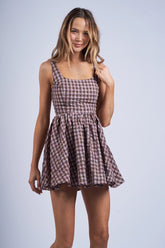 Chocolate Checker Mini Dress