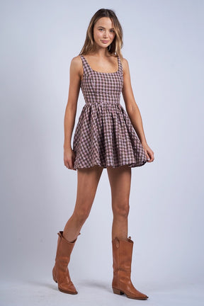 Chocolate Checker Mini Dress