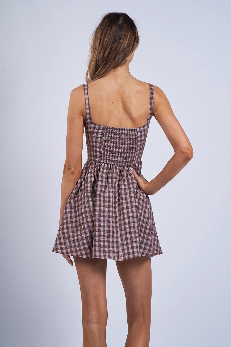 Chocolate Checker Mini Dress