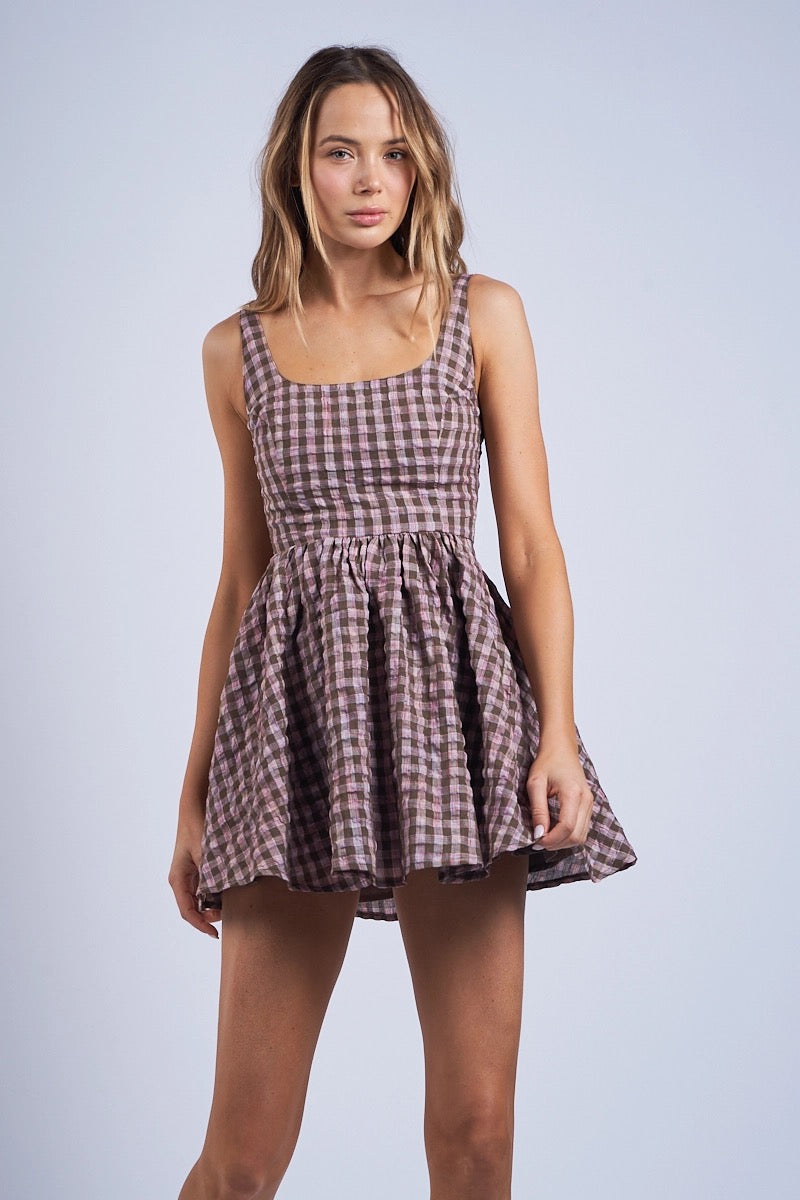 Chocolate Checker Mini Dress