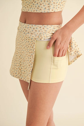 Ditsy Tennis Skirt - Yellow