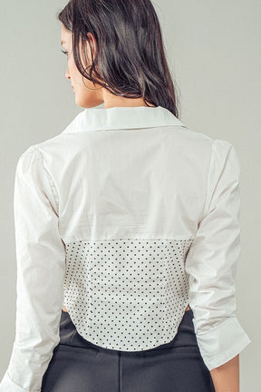 Polka Dot Bustier Top - White