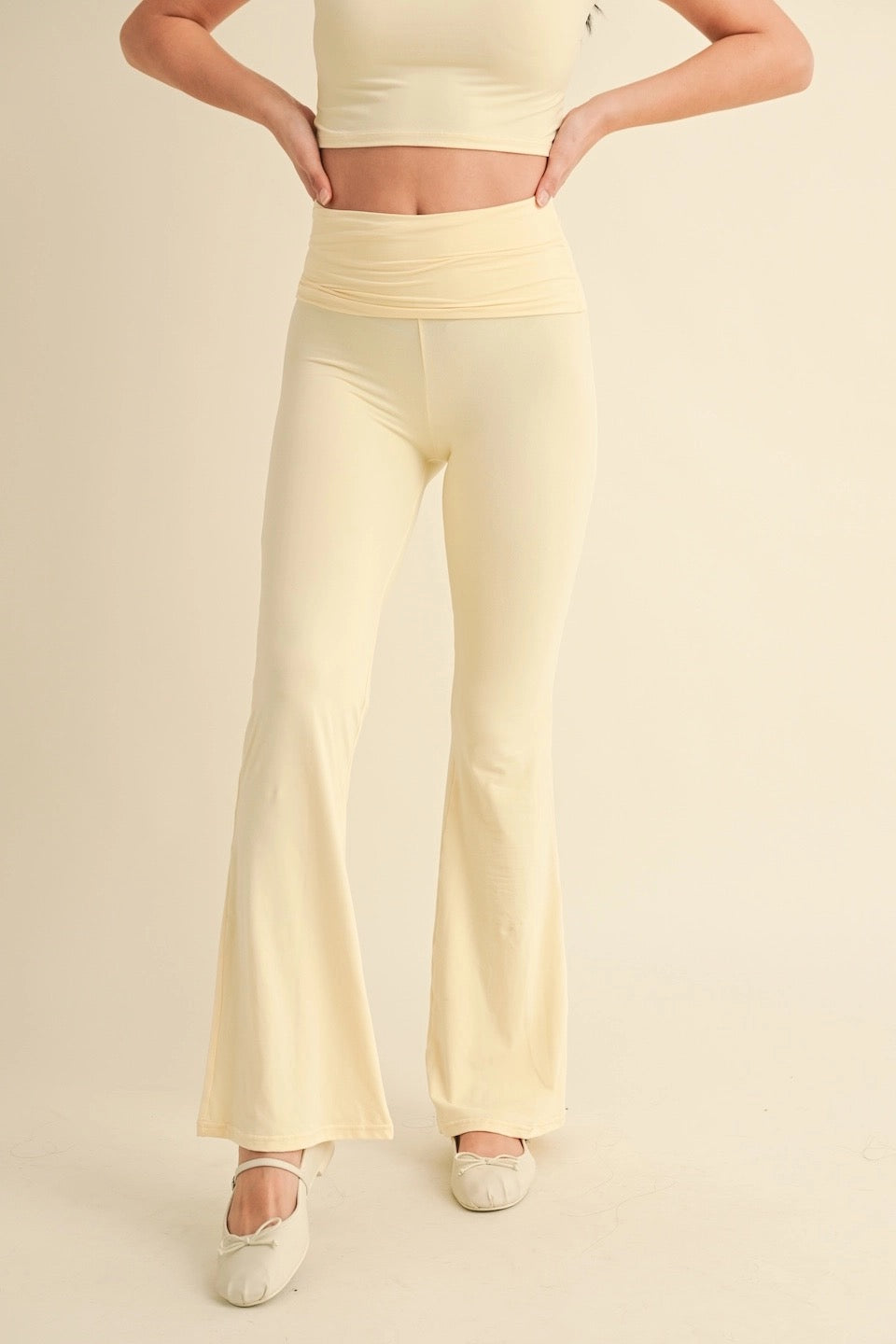 Knit Foldover Flare Pants