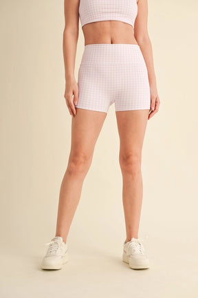 Gingham Biker Shorts- Pink