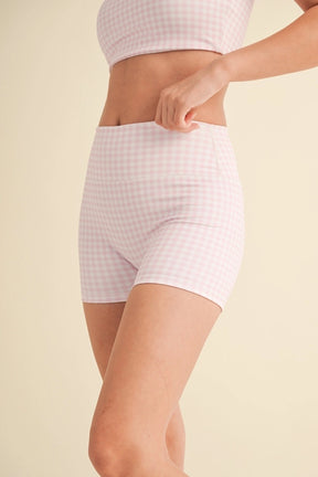 Gingham Biker Shorts- Pink