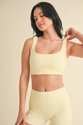 Gingham Work Out Top - Yellow