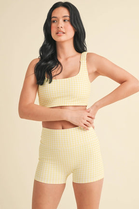 Gingham Work Out Top - Yellow