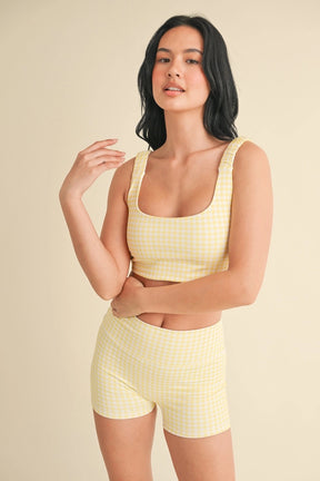 Gingham Work Out Top - Yellow